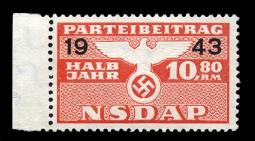 Nazi Party Dues Stamp  1943 10.80 RM